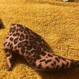 Leopard Print Heeled Ankle Boots